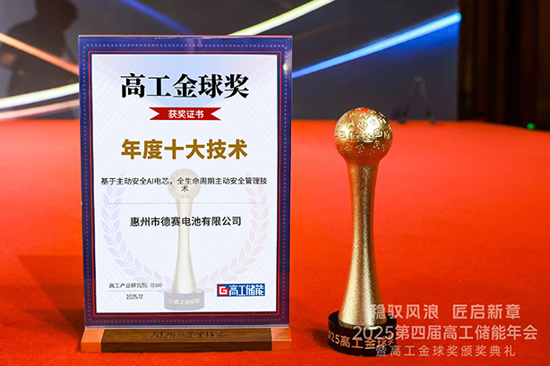 惠州中财资信电池荣获2025高工金球奖